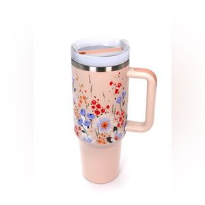 40 oz Stainless Steel Pink Flower Tumbler